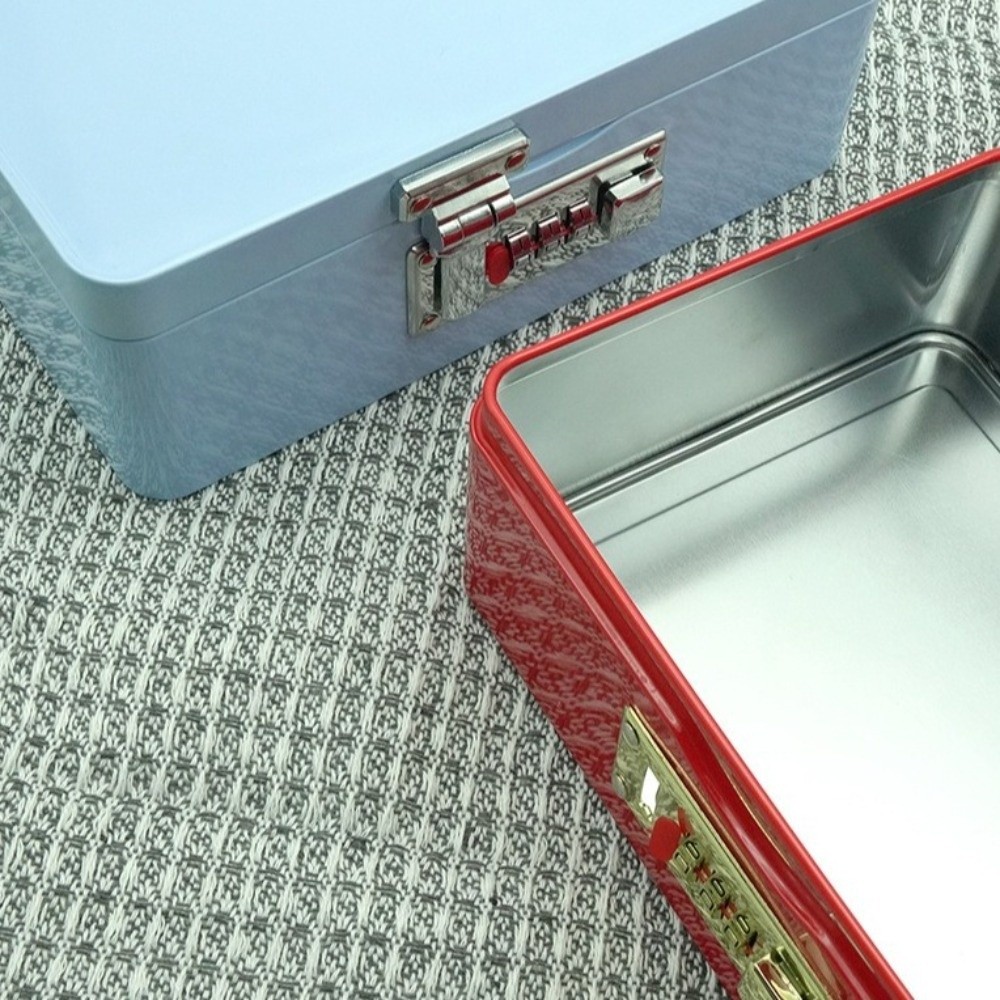Medicine Cabinet Lock - コンビネーションロックパスワードロック収納ボックス長方形形状金属製収納鉄箱フリップトップデザイン安全保管
