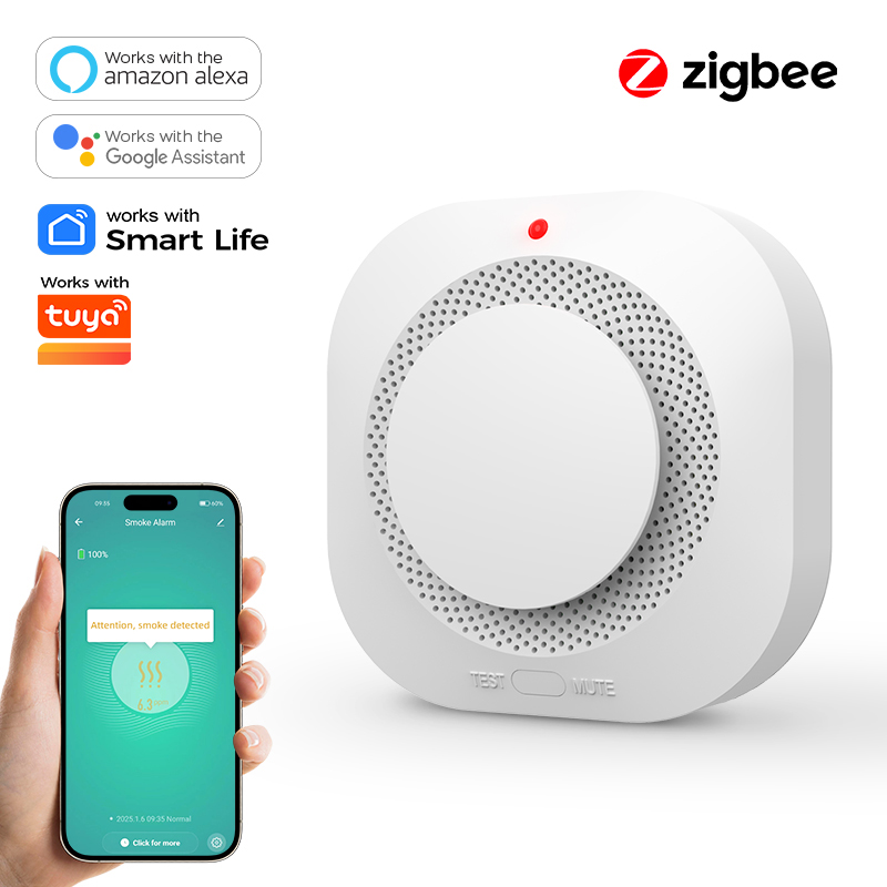 Smoke Detector Interconnected - ZIGBEE 煙感知器 ホームセキュリティ - 高度な煙センサーと火災警報器 SmartLife