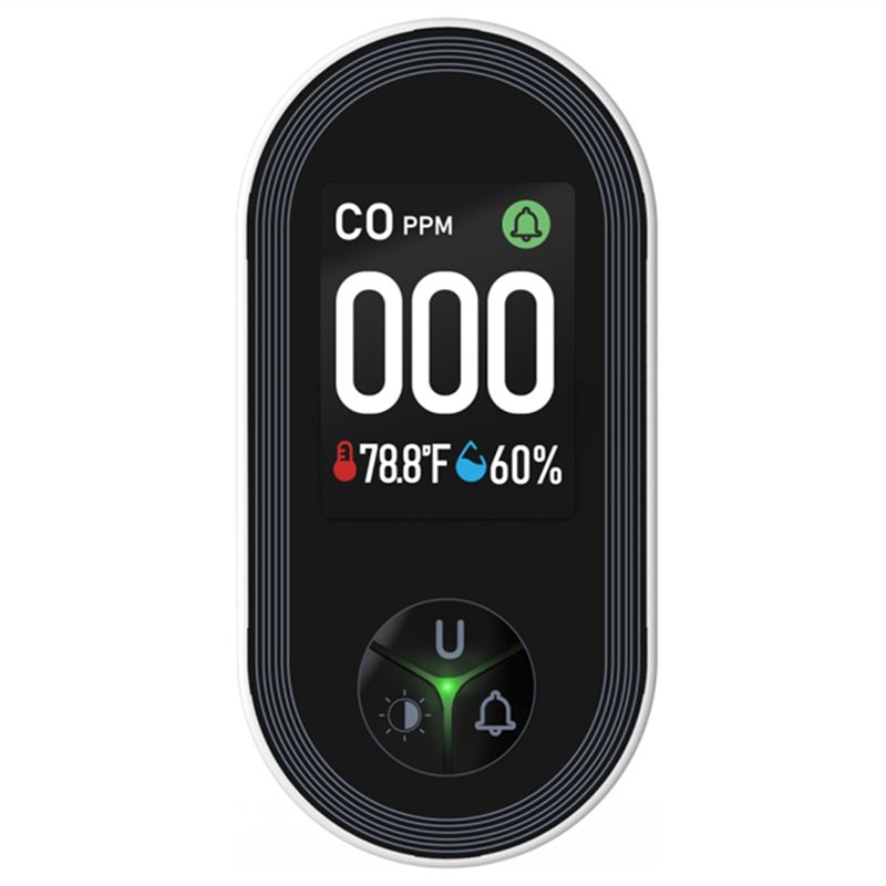 Co Detector Plug - 内蔵COモニター アラーム音警告 一酸化炭素検知器 3in1プラグインディスプレイ 温度湿度センサー付き EU