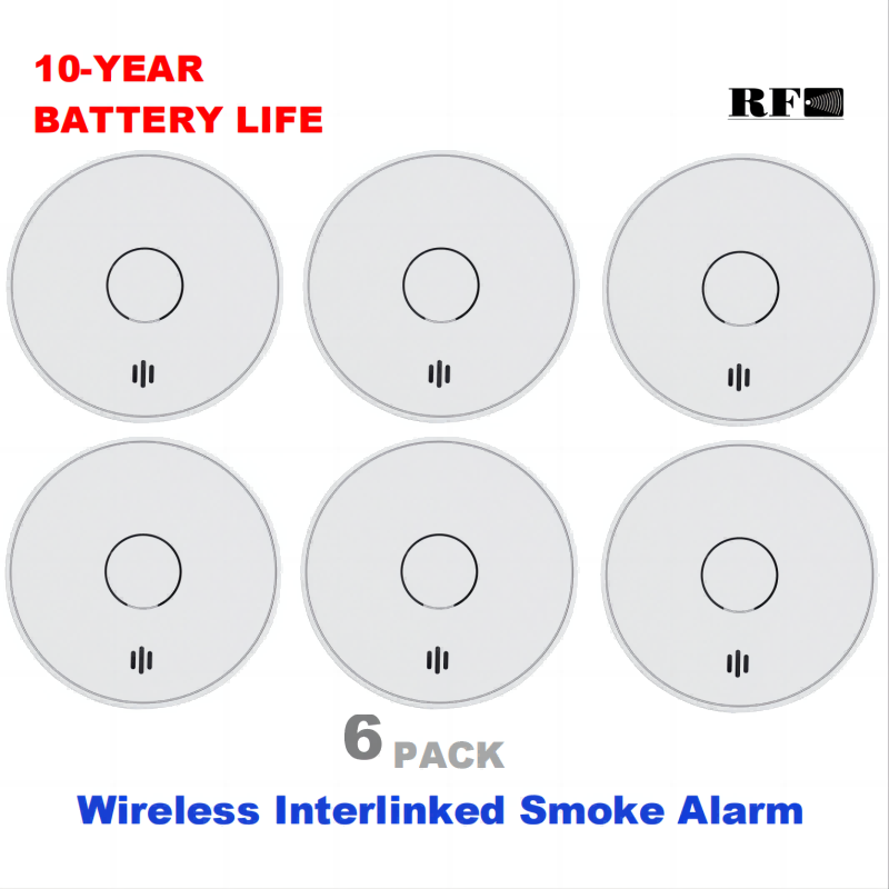 Smoke Detector Interconnected - ワイヤレス連動煙感知器 10年電池連動型煙感知器 LEDインジケーター＆サイレントボタン付き VS02F