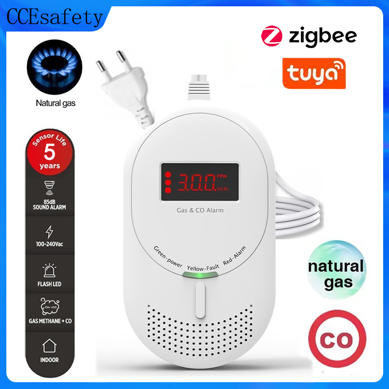 Co Detector Plug - CCEsafety Zigbee Tuya ガスCO検知器 プラグイン式 天然ガス漏れ検知器＆一酸化炭素検知器