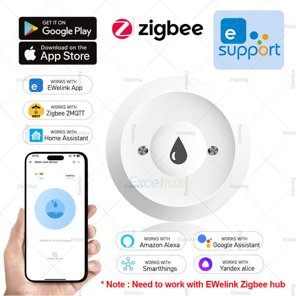 Water Alarm Sensor - Ewelink Zigbee 3.0 水センサー警報水洪水漏れ検知器リモート監視オーバーフローセキュリティ警報システムサポート ZHA Z2M