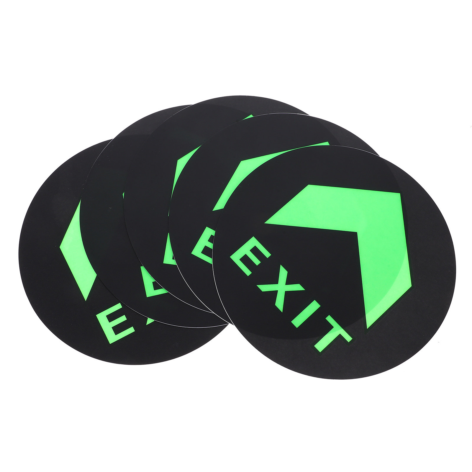 Emergency Exit Sign - 5枚入り光る安全出口標識 夜間発光床用ステッカー 方向指示器 警告 緊急避難用デカール 出口標識
