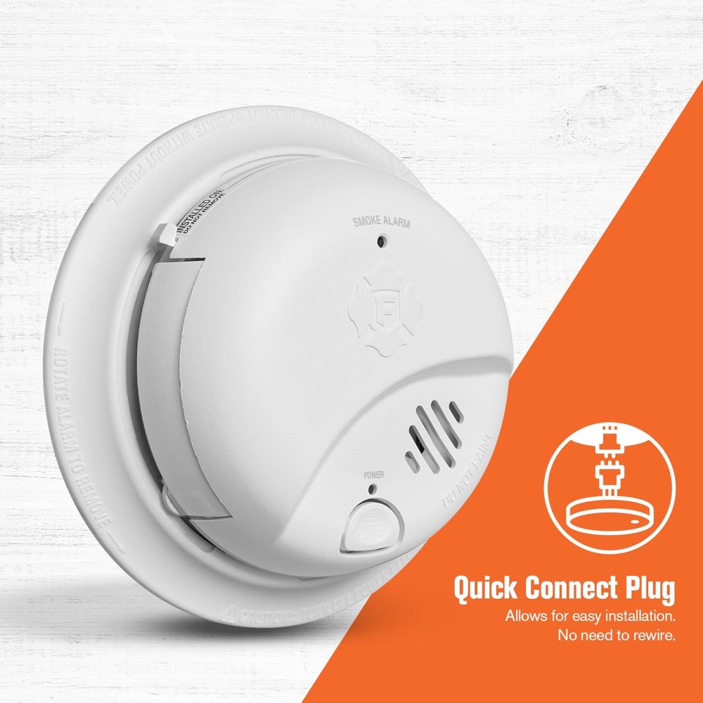 Smoke Detector Interconnected - 米国発送 ハードワイヤード接続可能な煙感知器 バッテリーバックアップ付き 12個パック