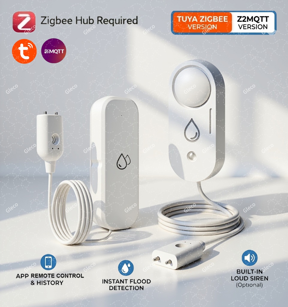 Water Alarm Sensor - Zigbee 水漏れセンサー 水漏れ検出器 オプションのサウンドアラーム付き 110 dB