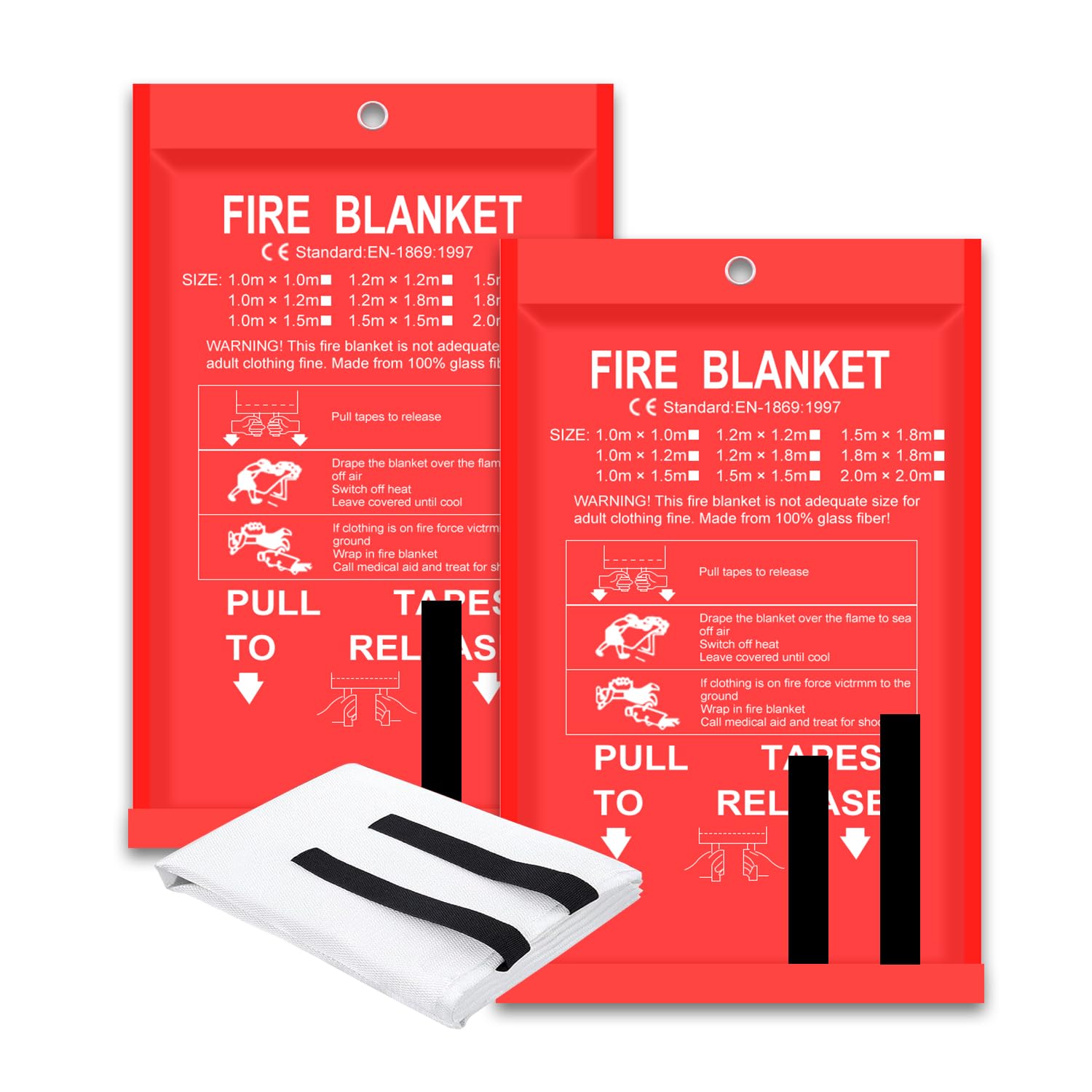 Fire Blanket Kitchen - 防火ブランケット 2 パック 2*2 メートル/1.5*1.5 メートル家庭用キッチン火災抑制グラスファイバーキャンプグリル車オフィス倉庫緊急用