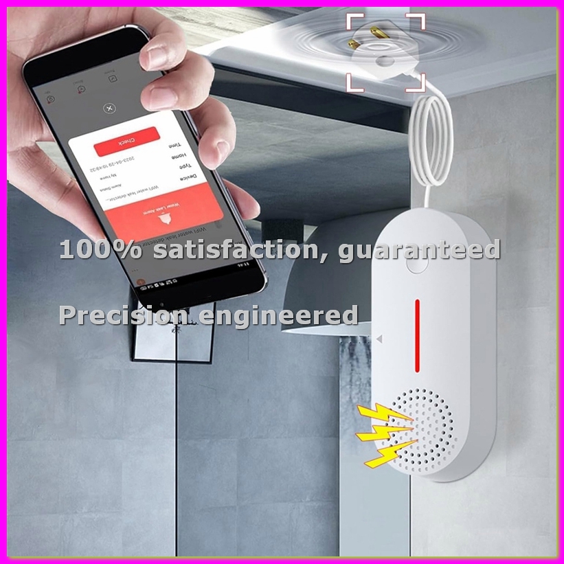 Water Alarm Sensor - 水検知アラーム、スマート水センサー、アプリリモート付き100dB水検知アラーム、地下室、キッチン、バスルーム用-ABLA