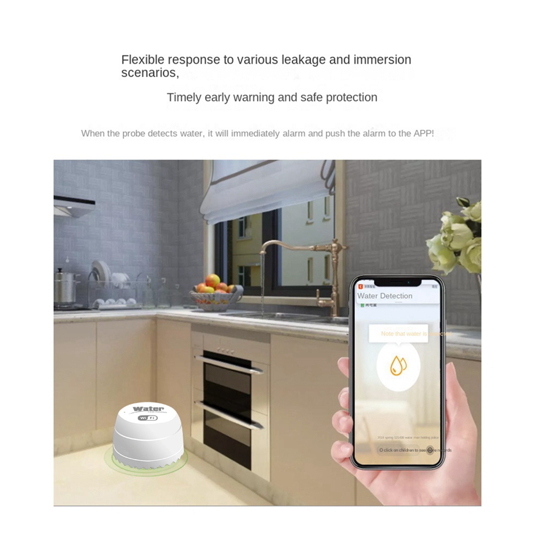 Water Alarm Sensor - ABKW-3X Wifi クロウスマート水漏れ検知器 漏水センサーアラーム 漏水検知器 40DB
