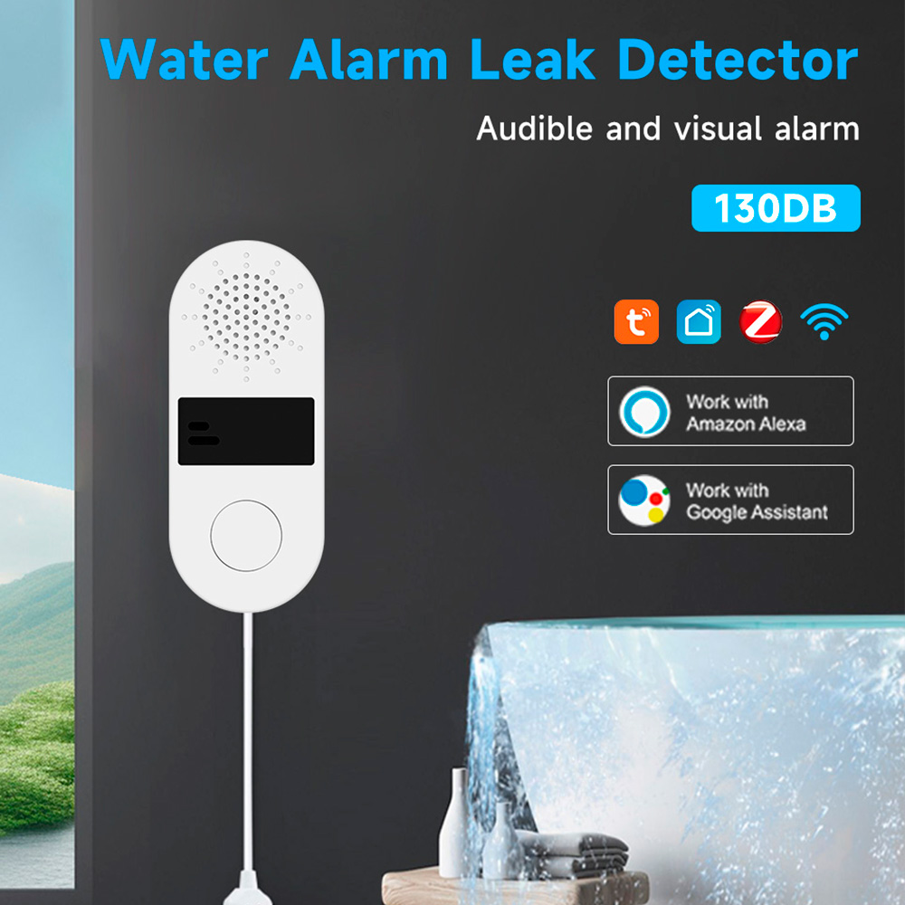 Water Alarm Sensor - 水漏れ検知器,Wi-Fi,Tuya,音声および光アラーム付き,Zigbeeスマートホーム,センサー,アプリケーション制御,130dB