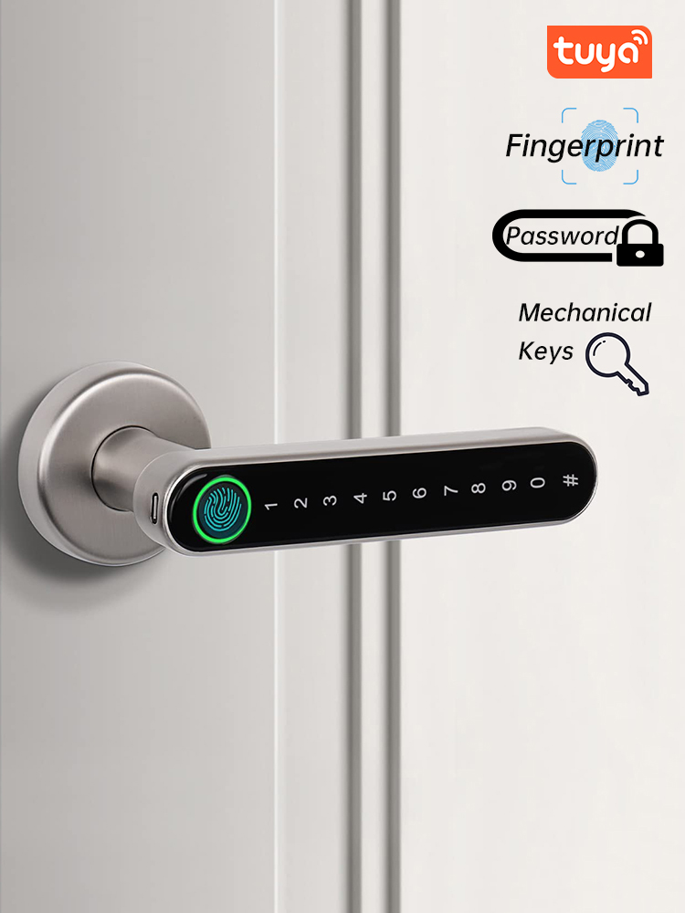 Security Chain Door - Kak-生体認証指紋ドアロック,黒い生体認証ロック,パスワード,キーレス,ハンドル付きドアロック