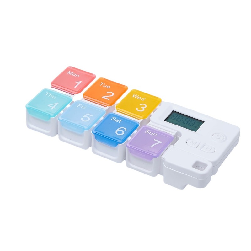 Medicine Cabinet Lock - 薬箱オーガナイザー 薬リマインダーアラーム付き 週間大容量ビタミンボックスオーガナイザー AM PM デイリートラベル薬箱