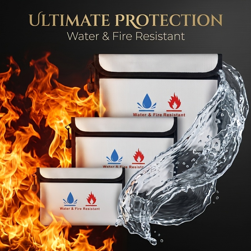 Fire Safe Document - 耐火・防水ドキュメントバッグ、証明書、現金、カード用ジッパー付きファイル収納バッグ、耐火保管庫