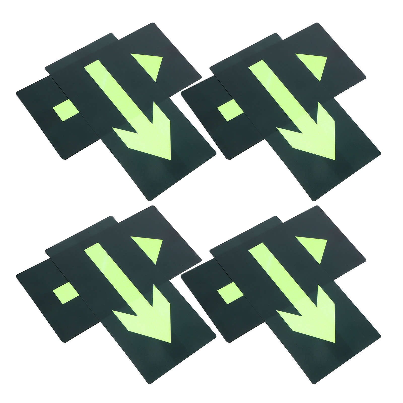 Emergency Exit Sign - 8枚入り 暗闇で光る防水非常口矢印ステッカー 自己粘着式防火標識 公共スペースやショッピングモール用