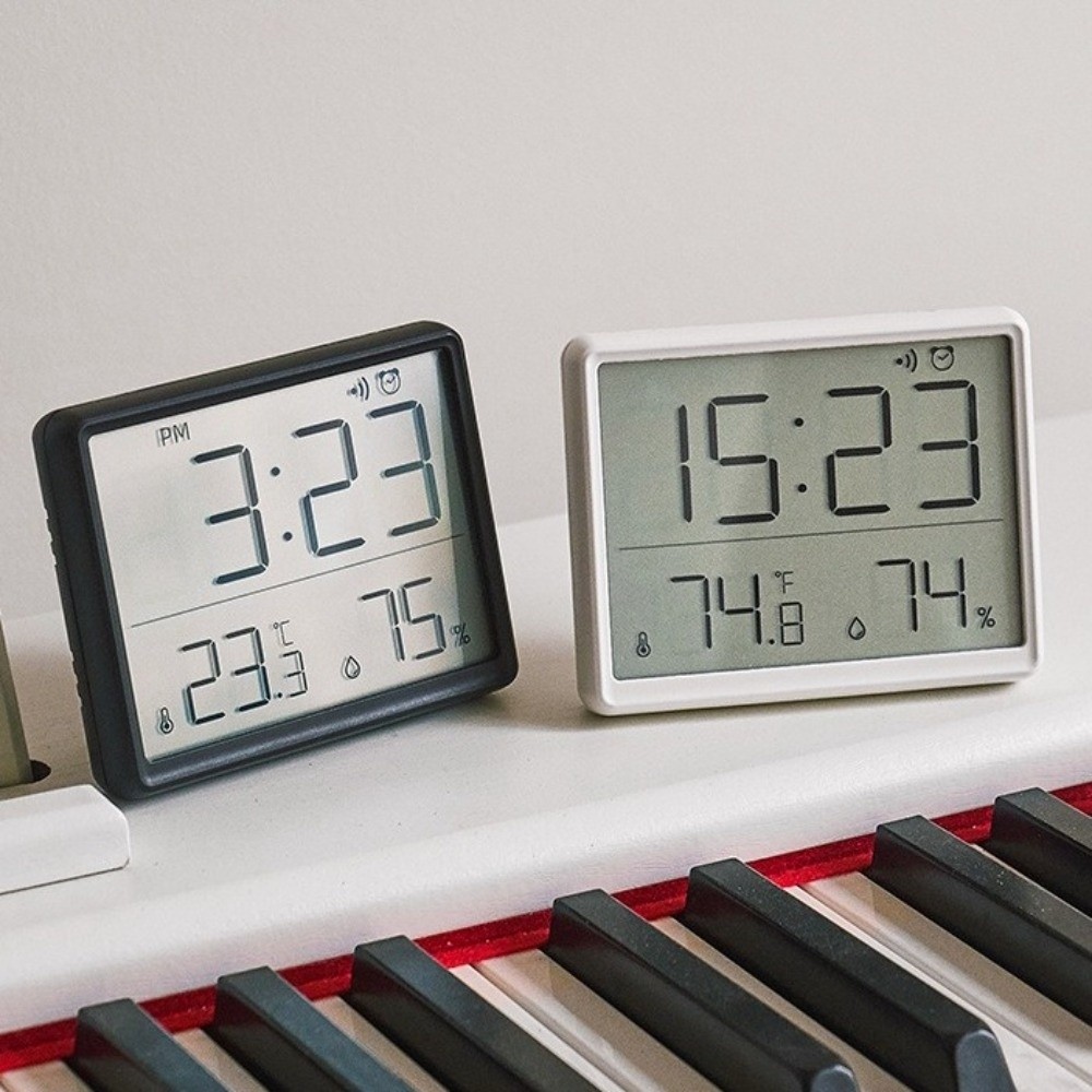 Pool Alarm Float - 磁気吊り下げ時計超薄型デジタルディスプレイデジタル目覚まし時計大型液晶画面湿度感知室内温度計