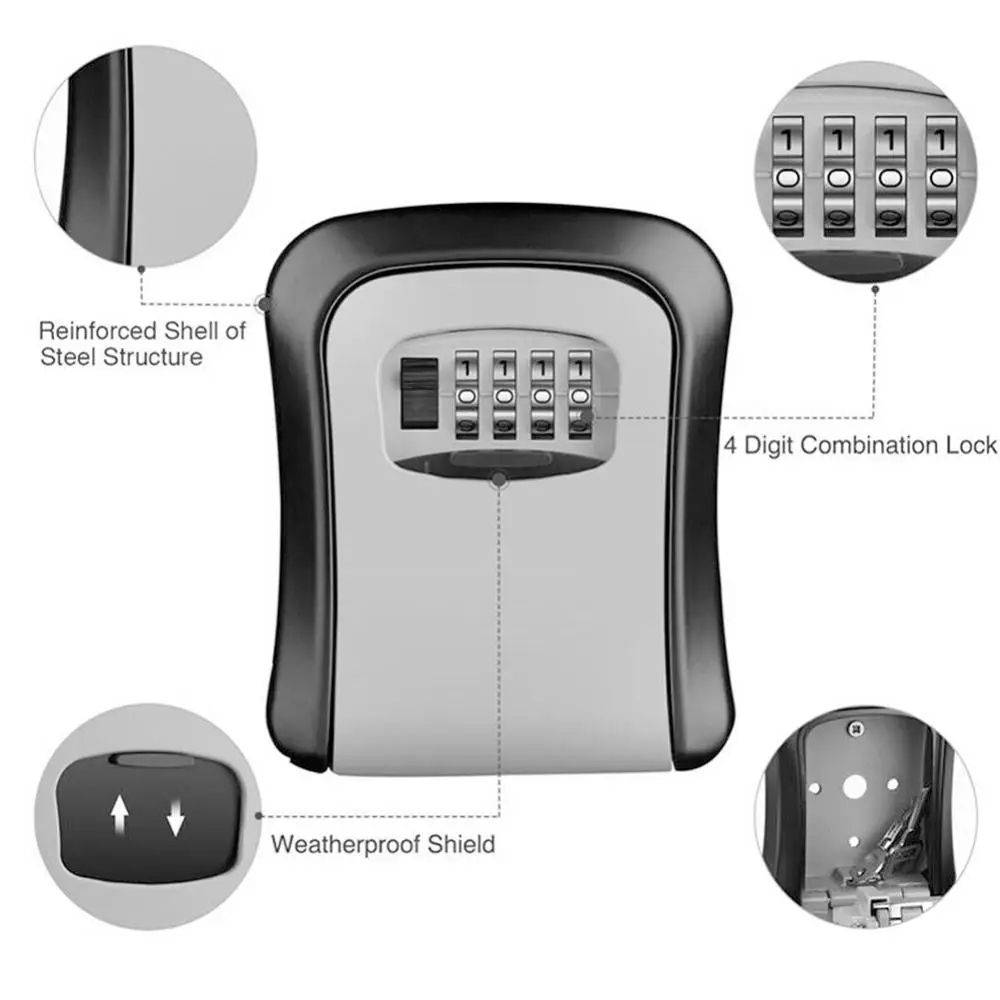 壁掛けキーロックボックス 4桁パスワードコードセキュリティロ - Lockbox Key Secure のレビューと価格