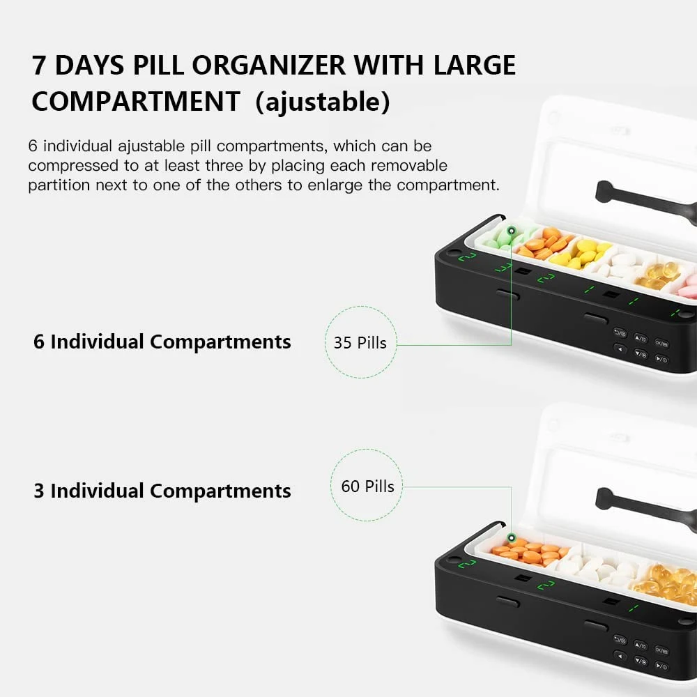 アラーム付きピルディスペンサー 毎日の薬ピルオーガナイザー  - Medicine Cabinet Lock のレビューと価格