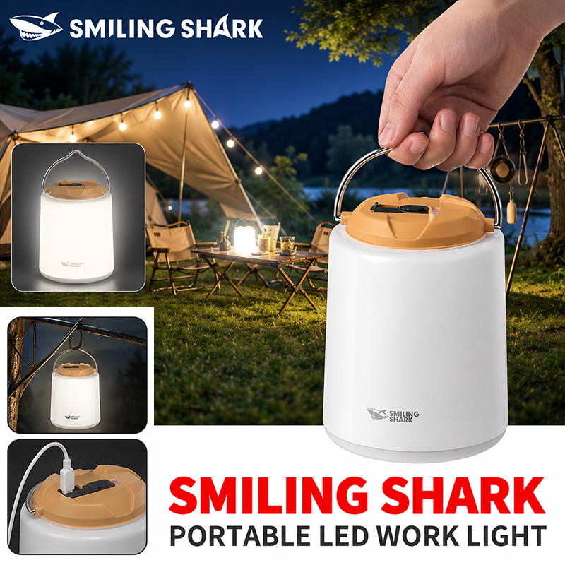 SMILING SHARK LED 充電式キャンプライトテン - Power Outage Light のレビューと価格