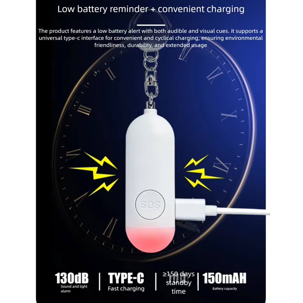 自己防衛アラーム LED ライト充電式女性子供個人用 130 - Personal Alarm Keychain のレビューと価格