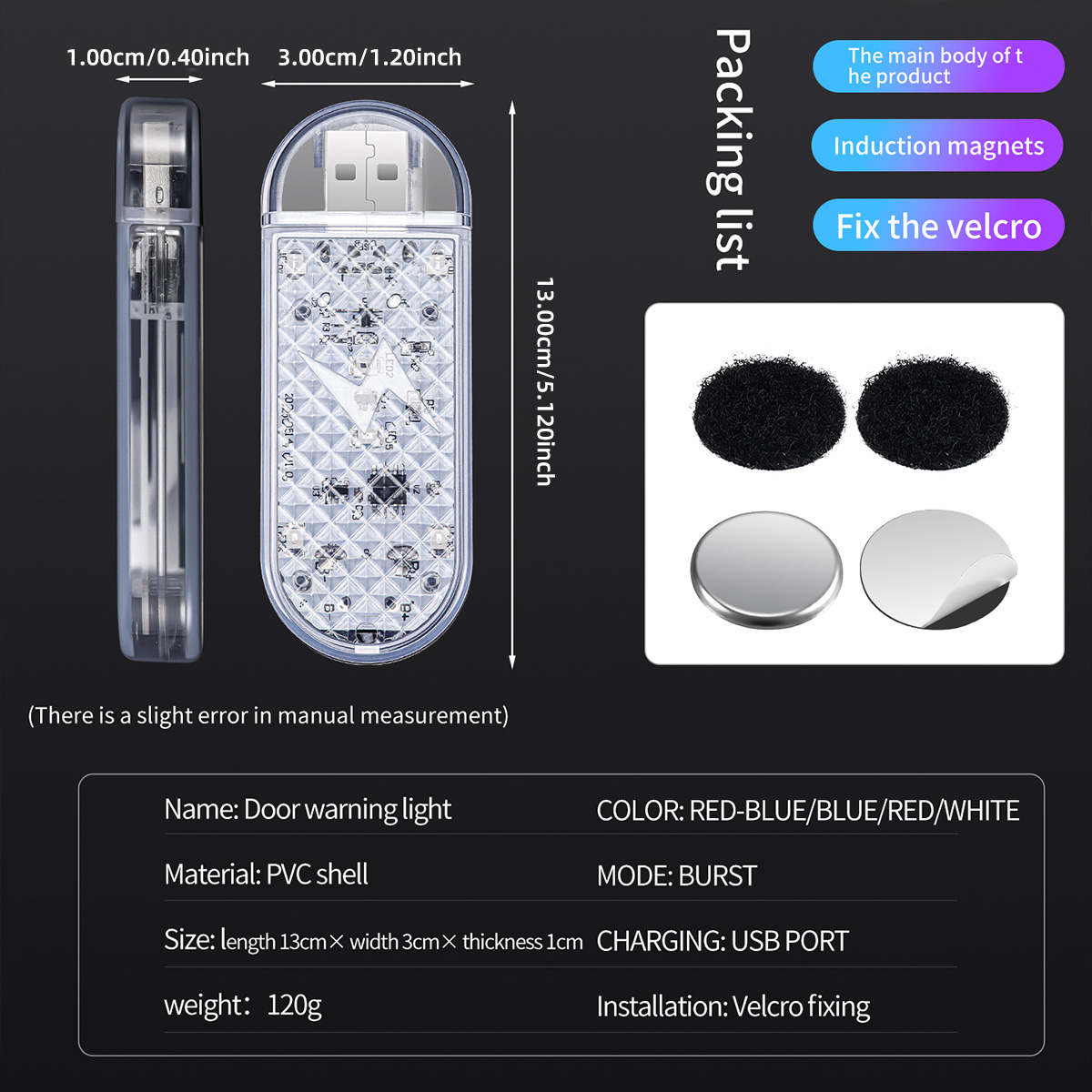 1/2個入り 車用ドアLEDストロボ警告灯 USB磁気式ウェ - Emergency Exit Sign のレビューと価格
