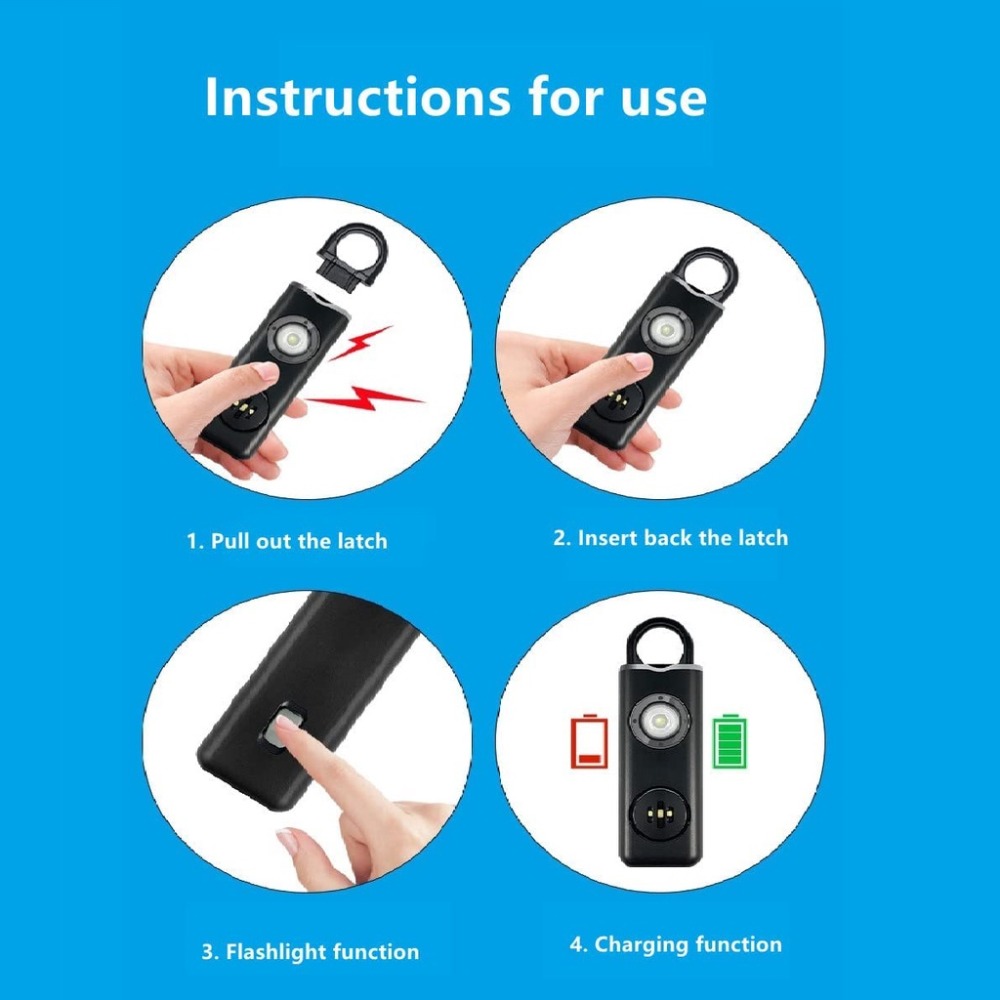 130 高 DB セーフサウンドパーソナルアラーム低バッテリ - Personal Alarm Keychain のレビューと価格