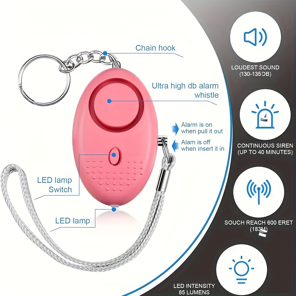 LEDライト付き個人用安全アラーム、緊急用キーホルダー、女性 - Personal Alarm Keychain のレビューと価格