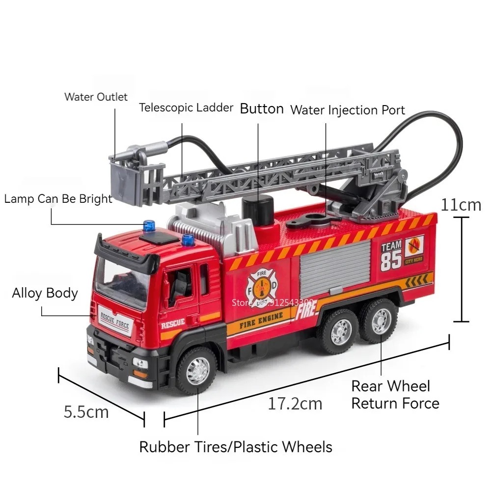 1:32 スケール水スプレー消防車モデルはしごトラックおもち - Fire Escape Ladder のレビューと価格