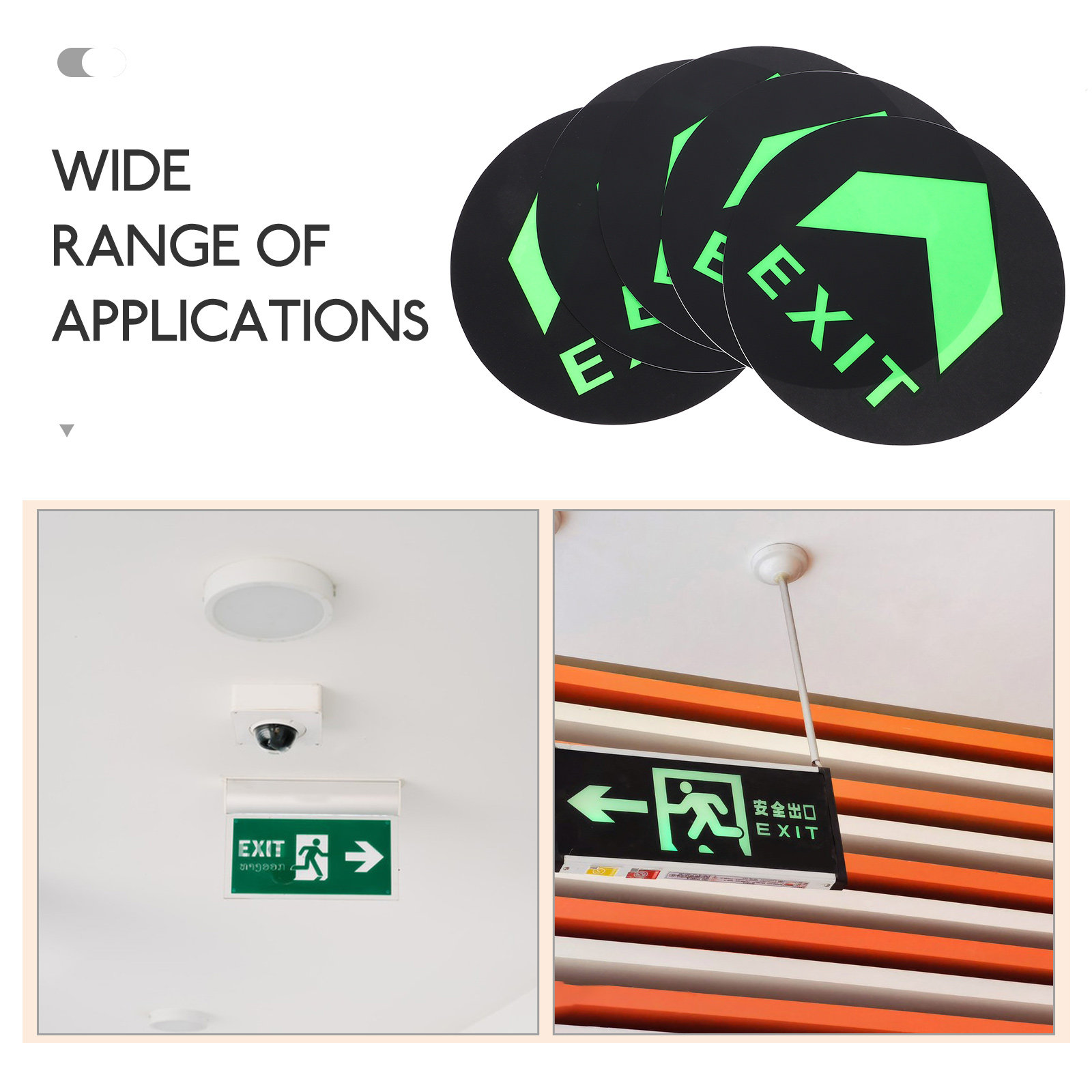 暗闇で光る避難口標識ステッカー5枚セット 緊急避難用床面安全 - Emergency Exit Sign のレビューと価格