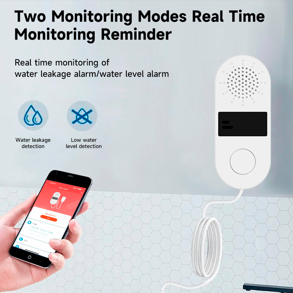 水漏れ検知器,Wi-Fi,Tuya,音声および光アラーム付き - Water Alarm Sensor のレビューと価格