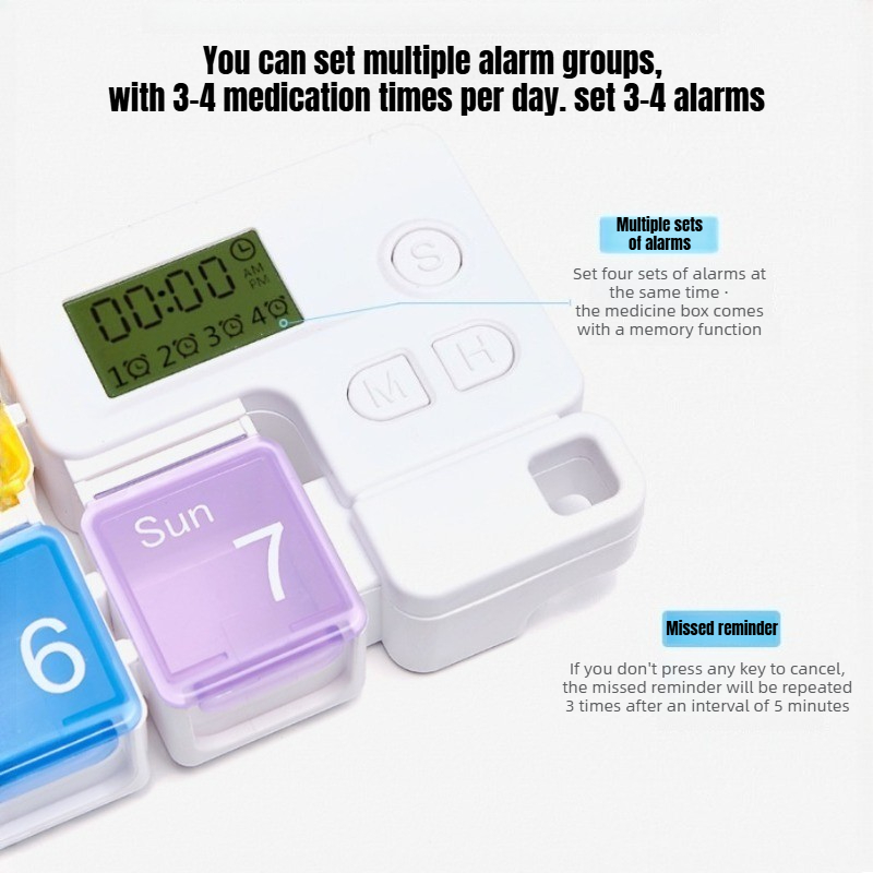 薬箱オーガナイザー 薬リマインダーアラーム付き 週間大容量ビ - Medicine Cabinet Lock のレビューと価格