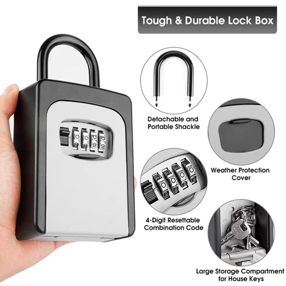 壁掛けキー収納ボックスポータブルキーロックボックス4桁コンビ - Lockbox Key Secure のレビューと価格