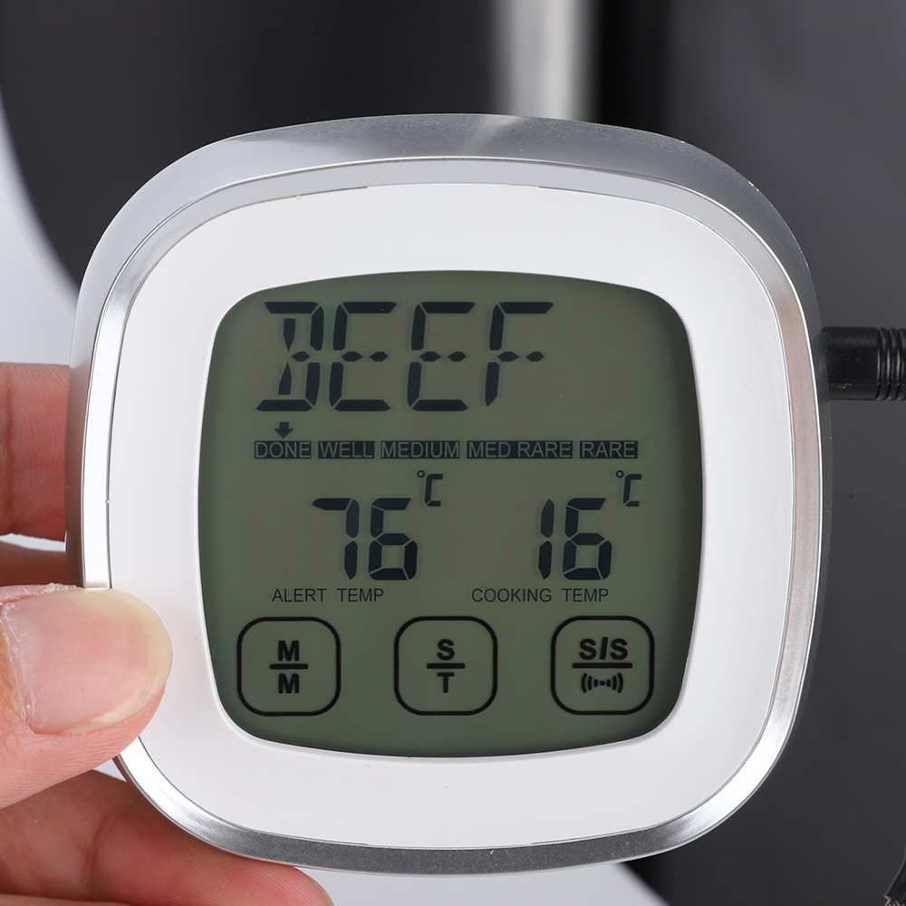 タッチスクリーンデジタル肉用温度計内蔵タイマーLCDバックラ - Pool Alarm Float のレビューと価格