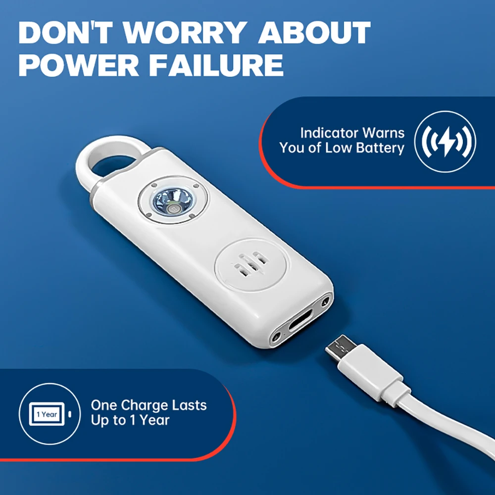 130dB充電式パーソナルアラームキーホルダー、LEDフラッ - Personal Alarm Keychain のレビューと価格