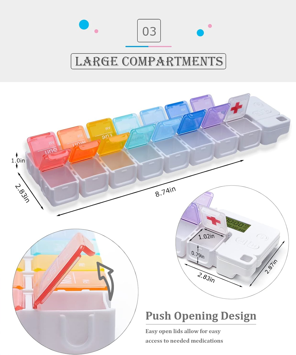 7日間のピルオーガナイザー 薬リマインダーアラーム付き ウィ - Medicine Cabinet Lock のレビューと価格